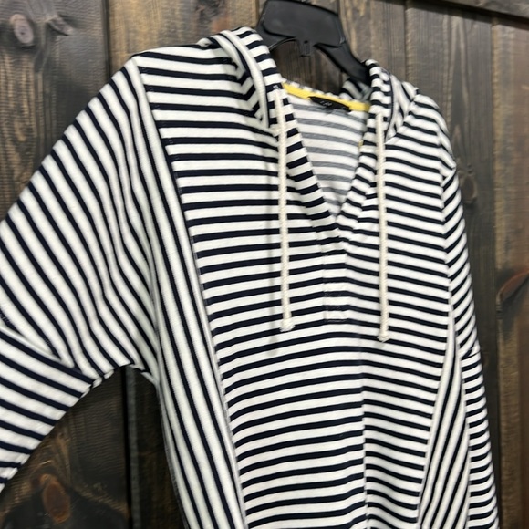 Jane & Delancey Striped Hoodie L Nautical Sweater Casual All Seasons Boho Crop - Picture 2 of 9